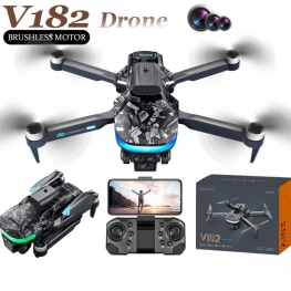 V182 Drone With1080 HD Remote Control With Three Camera HD Aerial Camera Folding - Brushless Motor, Mobile Phone Control, Multiple Flight Modes - For Man Women Gifts 