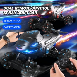  New Remote Control Shark Spray Stunt Drift Car With Light And Sound Climbing Buggy Kids Toy 6+ S883